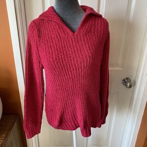 Maurices Sweater Women’s Size Medium Loose Knit V Neck Long Sleeve Pink